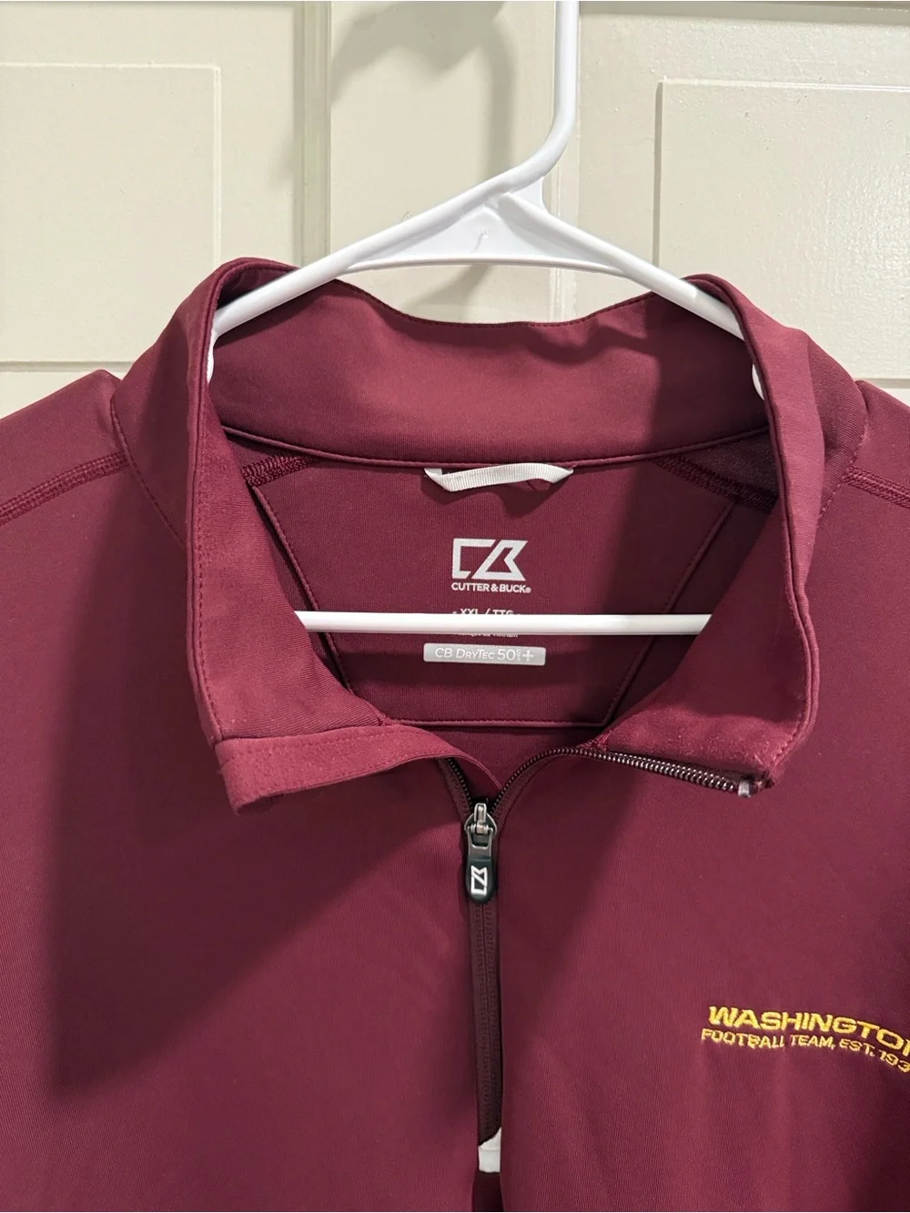 Cutter & Buck Traverse Washington Maroon Smooth Stretch 1/4-Zip Pullover Sz XXL